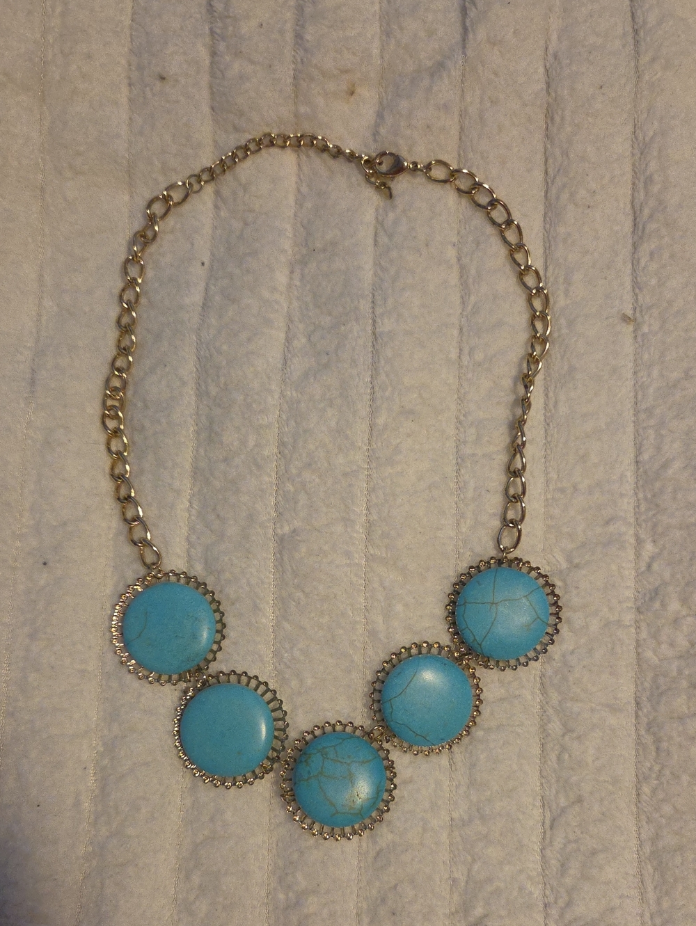 Turquoise Stone Statement Necklace - Blue